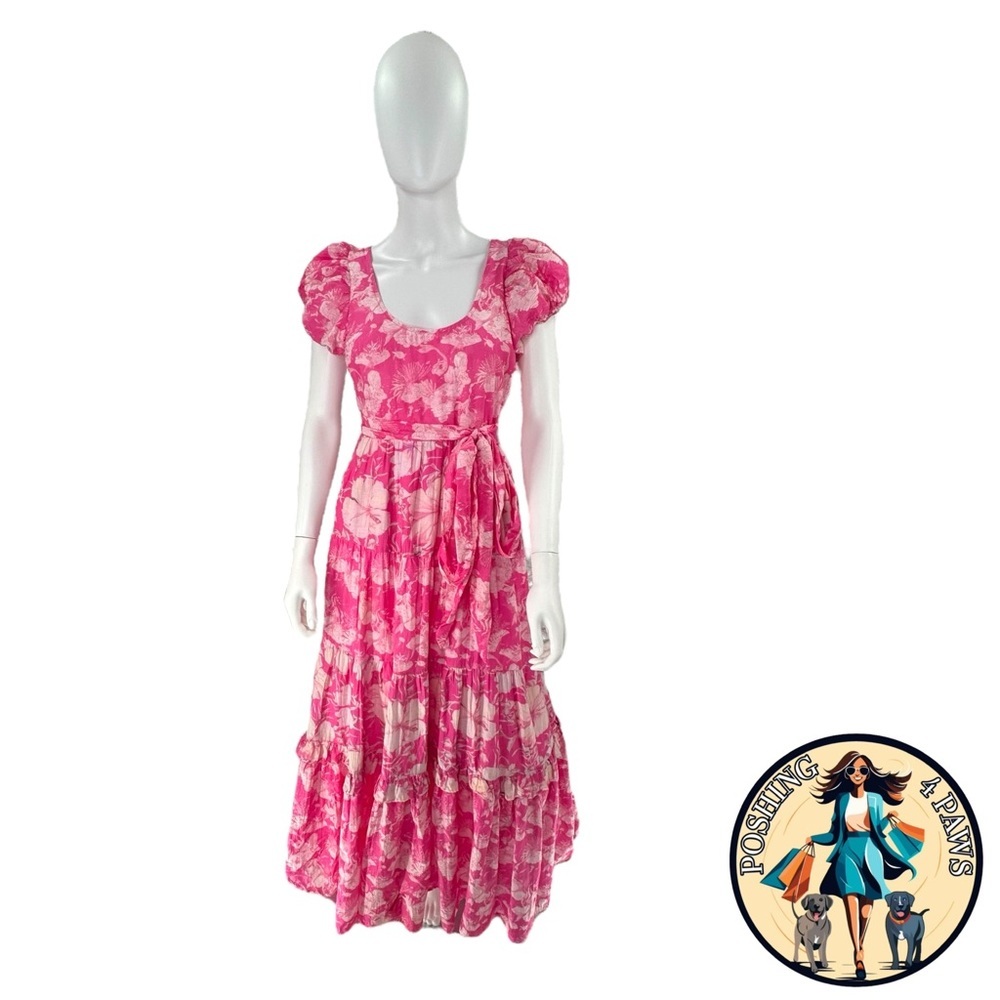 LoveShackFancy | NEW Karalie Silk Blend Maxi Dress in Holiday Sun Fuchsia Size 2 - Picture 5 of 13